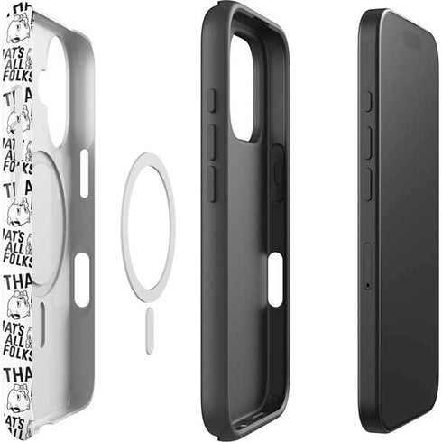 Looney Tunes Porky Pig Black and White iPhone 16 Plus Magsafe Impact Case